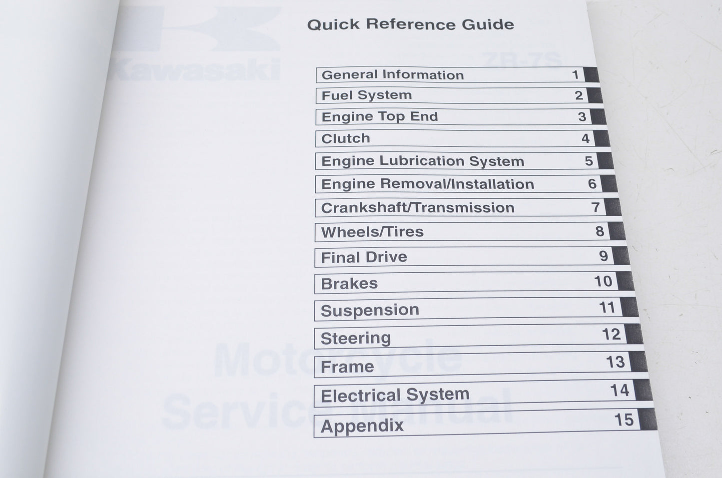 OEM Kawasaki 99924-1269-05 Service Manual ZR750H NOS