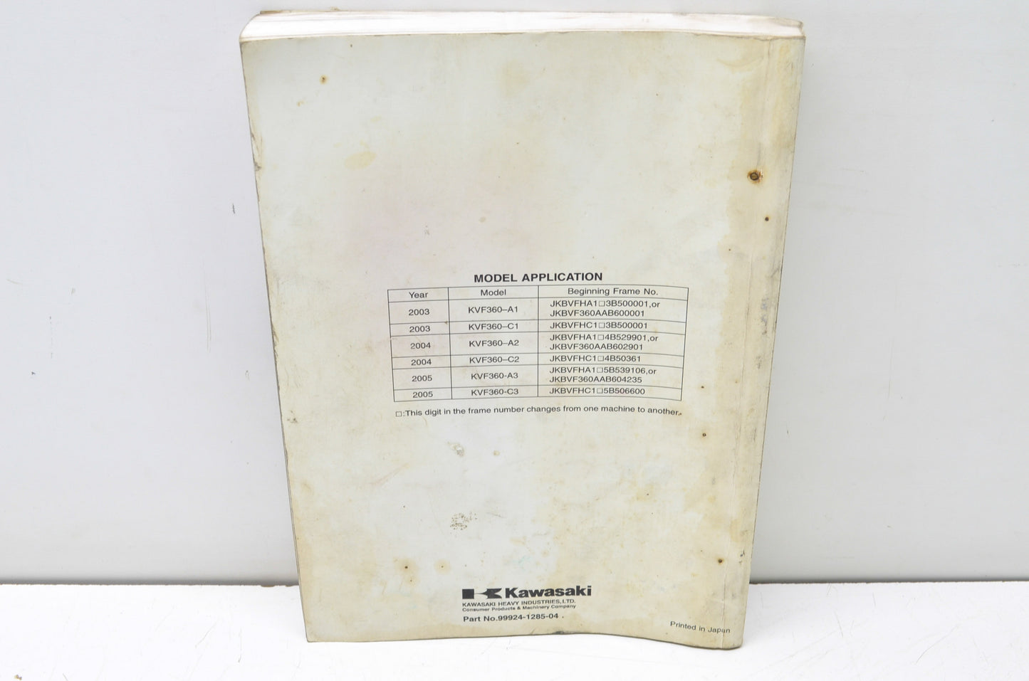 OEM Kawasaki 2003-2005 Prairie 360 4x4, KVF 360 4x4 Service Manual