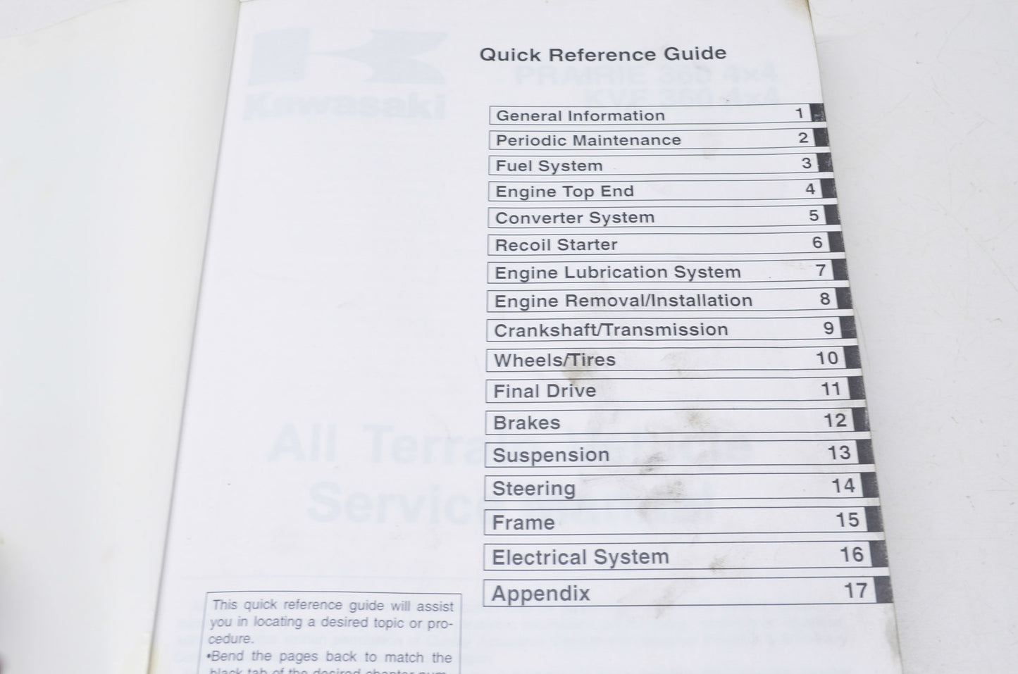OEM Kawasaki 2003-2005 Prairie 360 4x4, KVF 360 4x4 Service Manual
