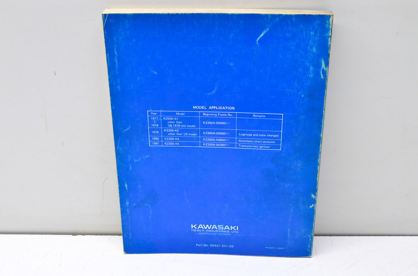 OEM Kawasaki 99931-541-03 Service Manual KZ200
