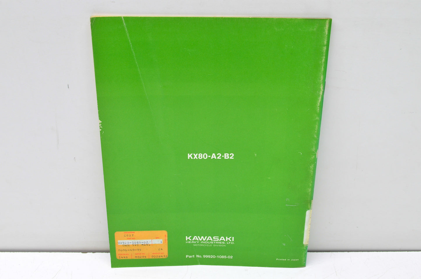 OEM Kawasaki 99920-1085-02 Owner's & Service Manual KX80A2