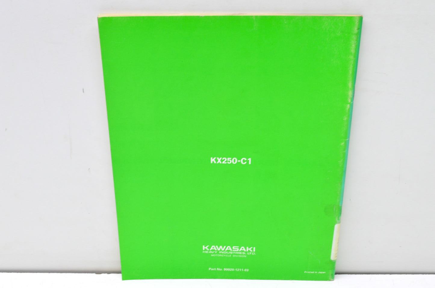 OEM Kawasaki 99920-1211-03 Owner's & Service Manual KX250C1