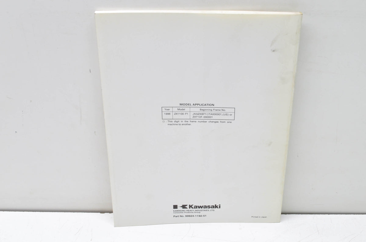 OEM Kawasaki 99924-1192-51 Service Manual Supplement ZX1100F1