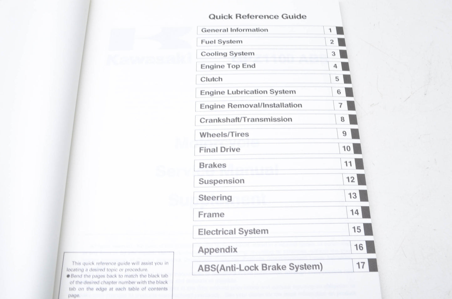 OEM Kawasaki 99924-1192-51 Service Manual Supplement ZX1100F1