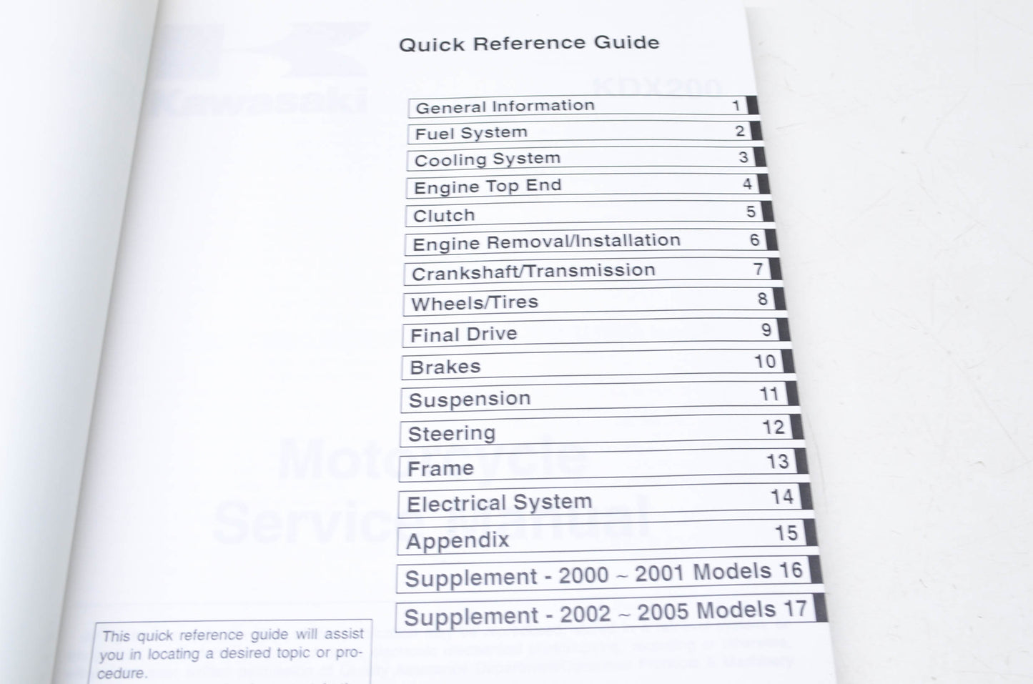 OEM Kawasaki 99924-1181-08 Service Manual KDX200H NOS
