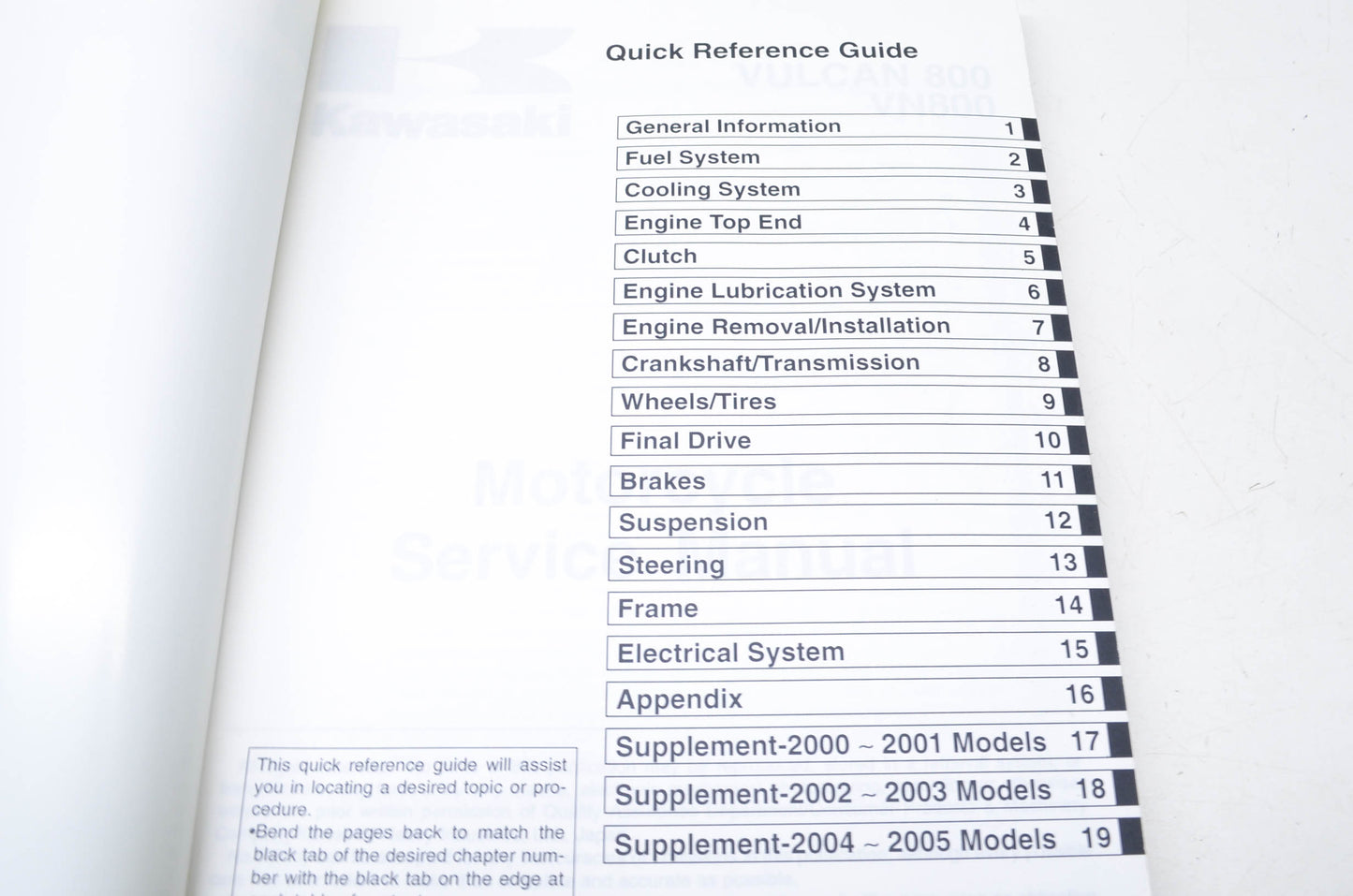 OEM Kawasaki 99924-1183-09 Service Manual VN800A