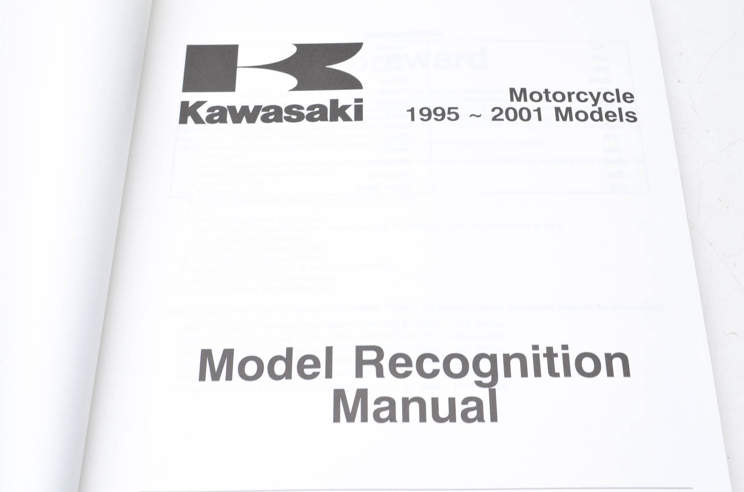 OEM Kawasaki 99930-1007-01 Recognition Manual 95-01 NOS