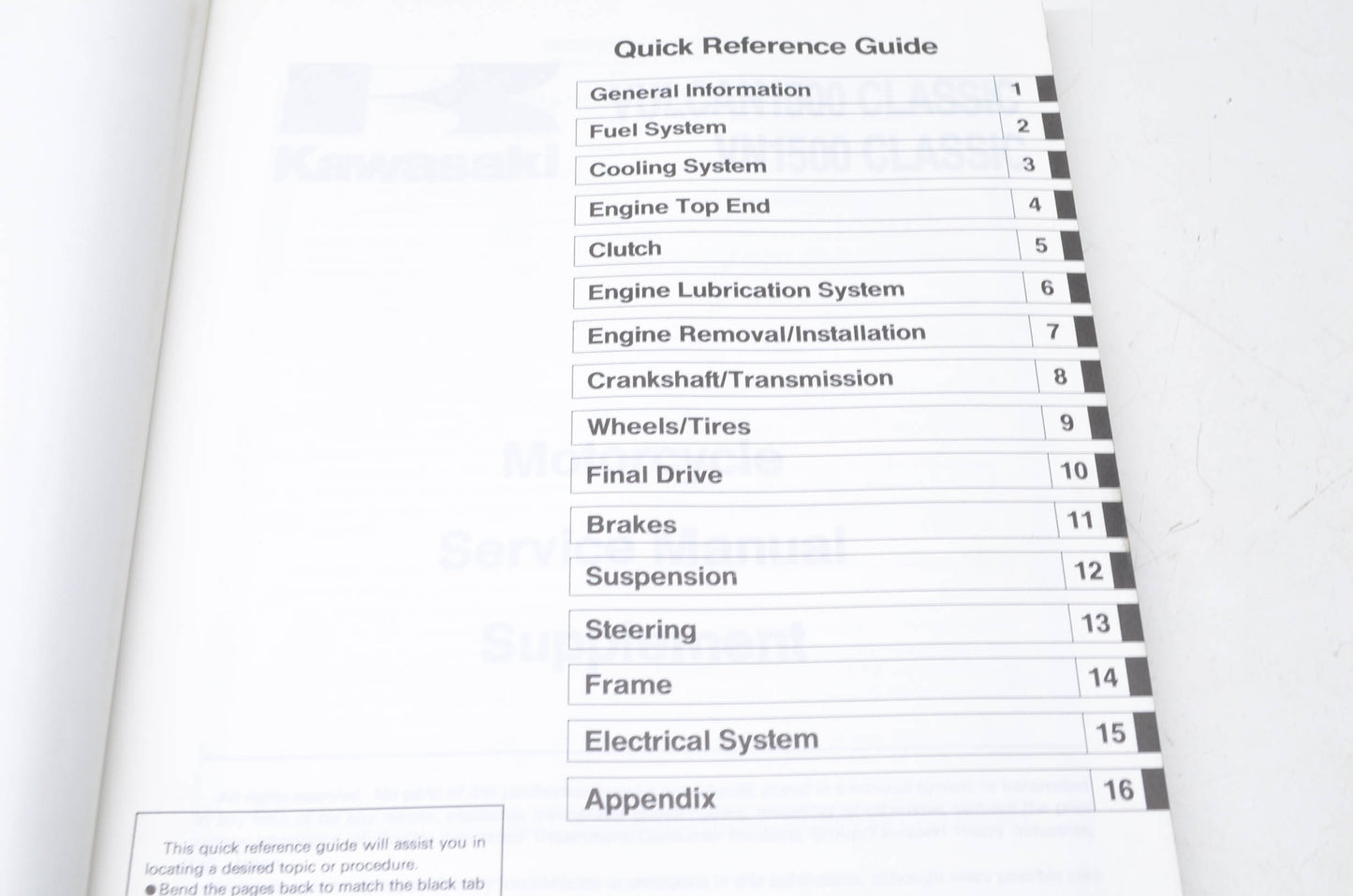 OEM Kawasaki 99924-1191-51 Service Manual Supplement VN1500D/E