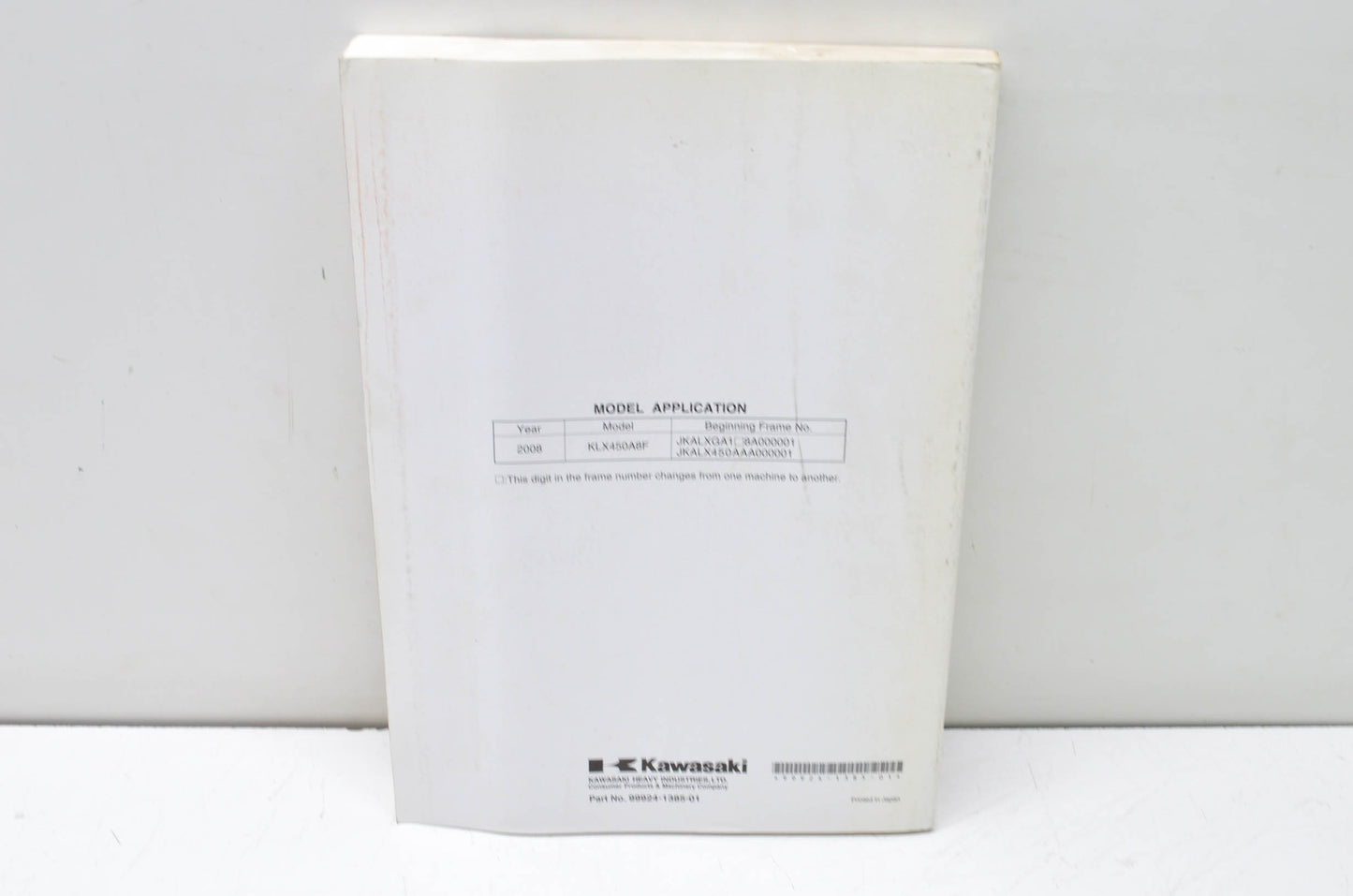 OEM Kawasaki 99924-1385-01 Service Manual KLX450A