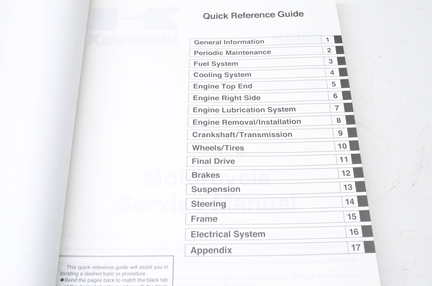 OEM Kawasaki 99924-1355-01 Service Manual KX450D