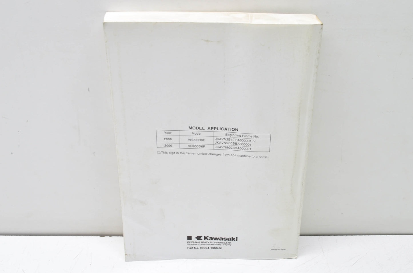 OEM Kawasaki 99924-1366-01 Service Manual VN900B