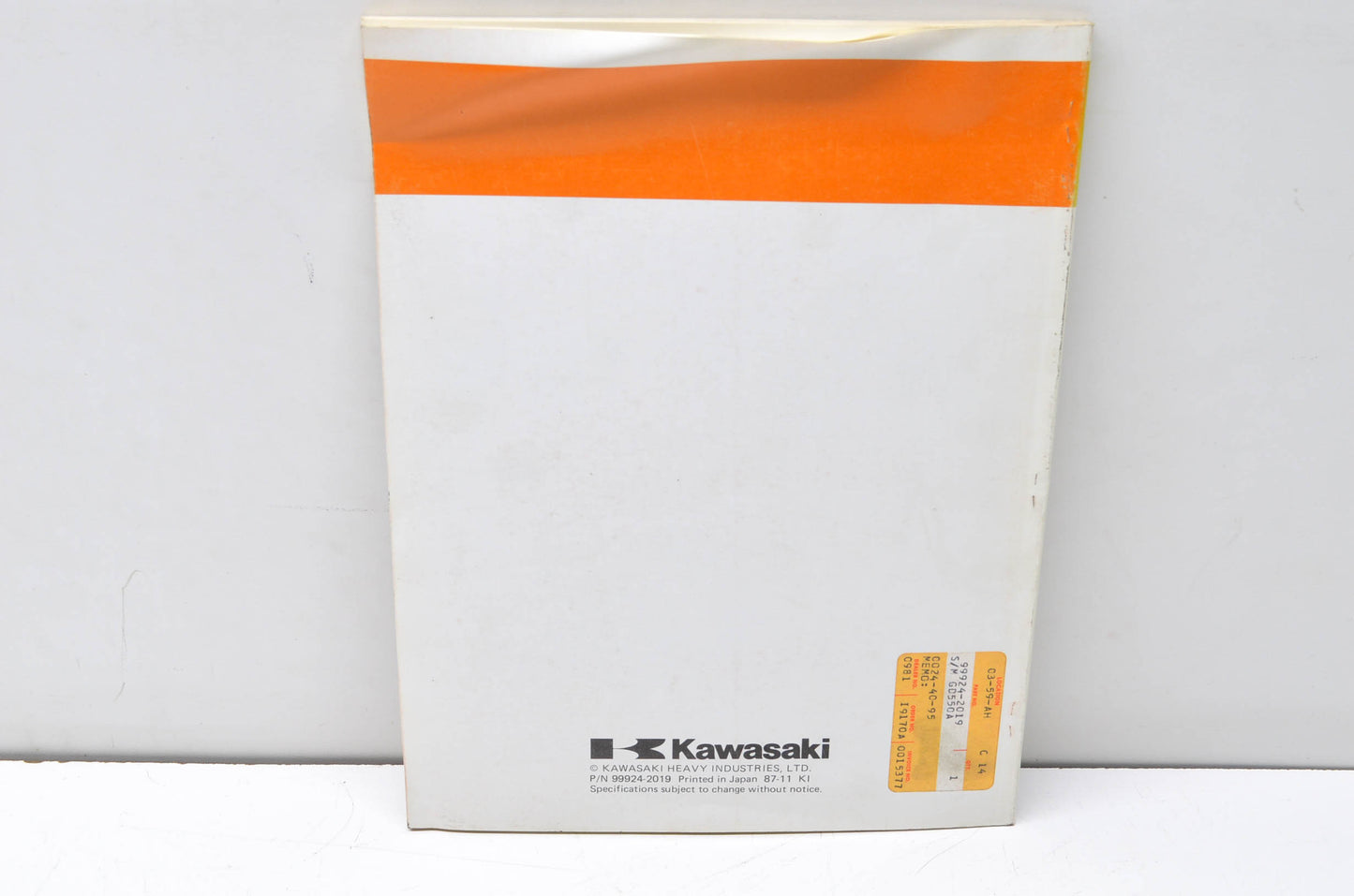 OEM Kawasaki 99924-2019 Service Manual GA550A/GD550A