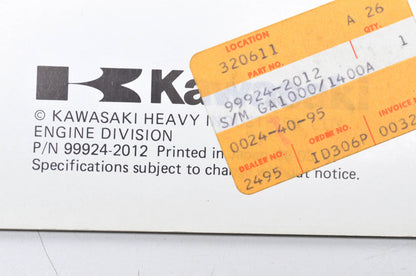 OEM Kawasaki 99924-2012 Service Manual GA1000/1400A NOS