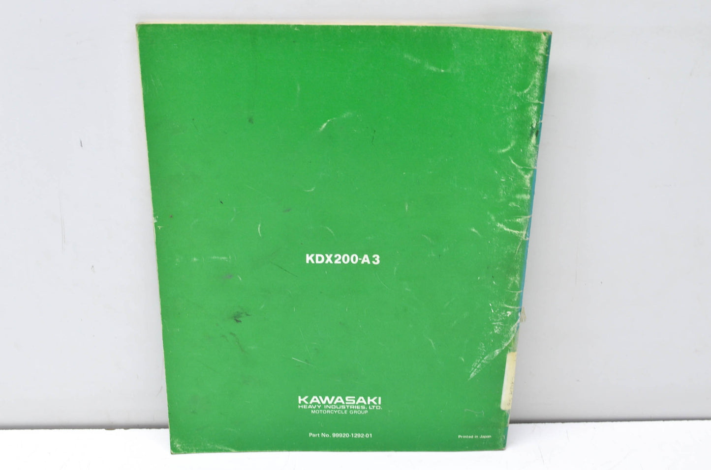 OEM Kawasaki 99920-1292-01 Owner's & Service Manual KDX200A3