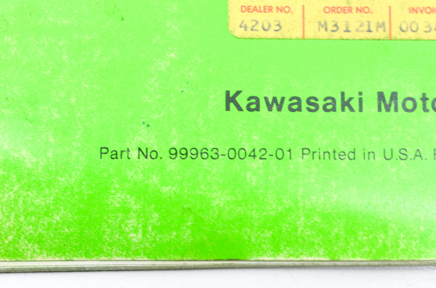 OEM Kawasaki 99963-0042-01 Owner's & Service Manual KX250A7