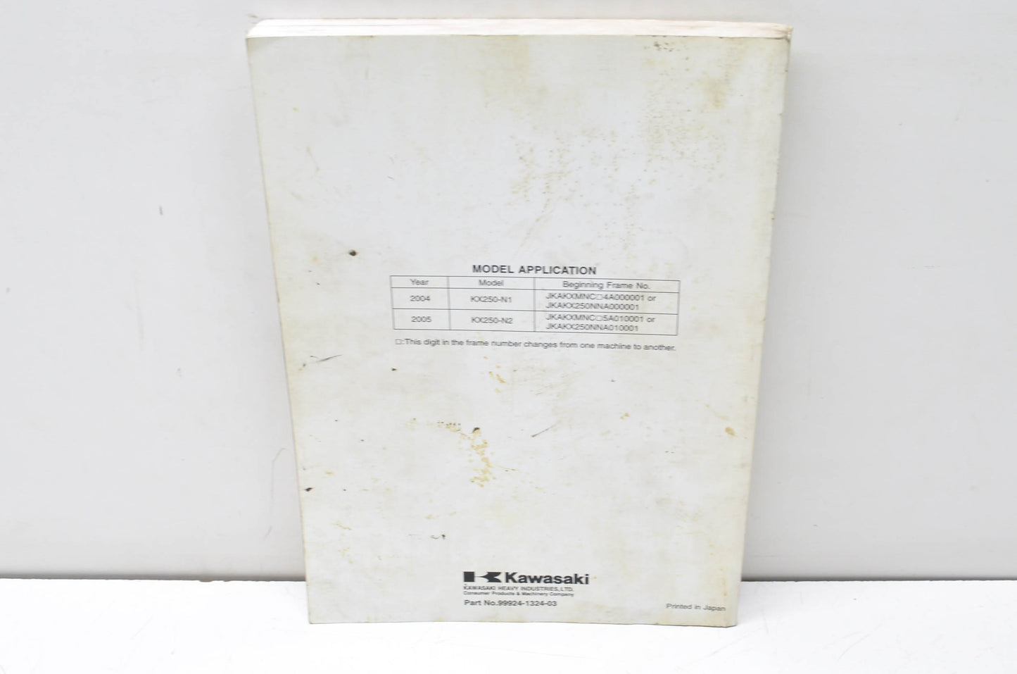 OEM Kawasaki 99924-1324-03 Service Manual KX250N