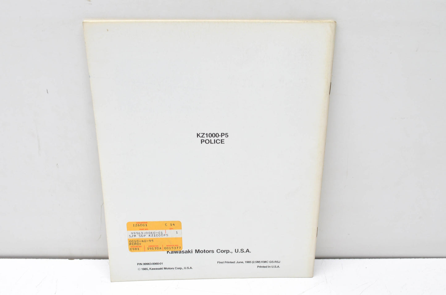 OEM Kawasaki 99963-0060-01 Service Manual Supplement KZ1000P NOS