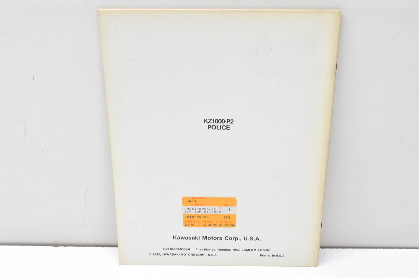 OEM Kawasaki 99963-0056-01 Service Manual Supplement KZ1000P NOS
