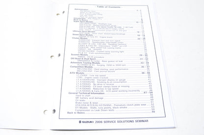 OEM Suzuki 2006 Service Solutions Seminar Handbook NOS