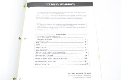 OEM Suzuki 99501-42060-01E LT230S Supplementary Service Manual