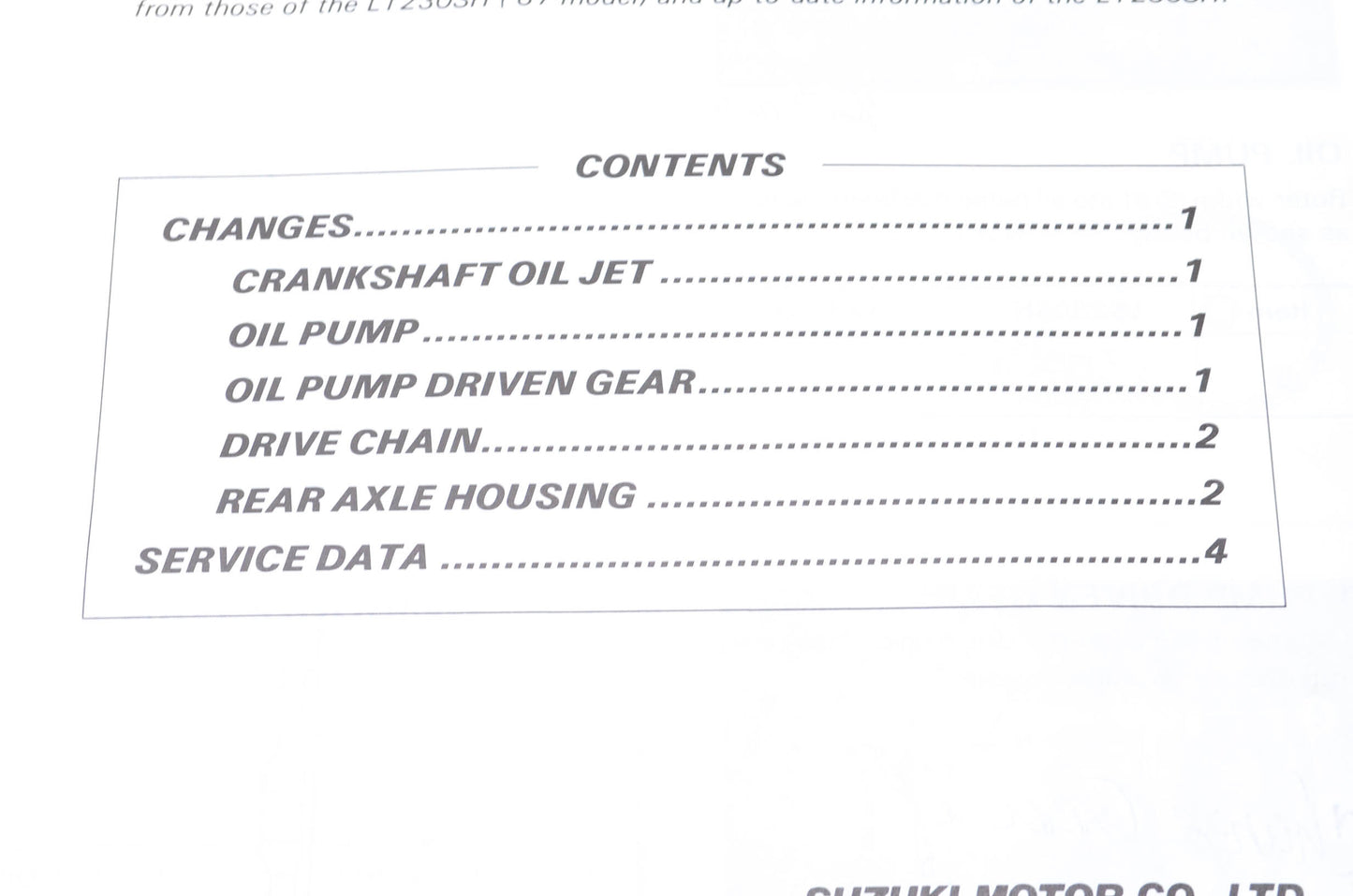 OEM Suzuki LT230S Supplementary Service Manual