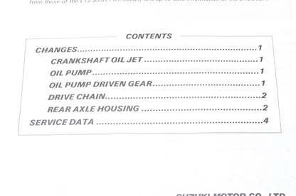 OEM Suzuki LT230S Supplementary Service Manual
