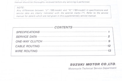 OEM Suzuki LT230E Supplementary Service Manual
