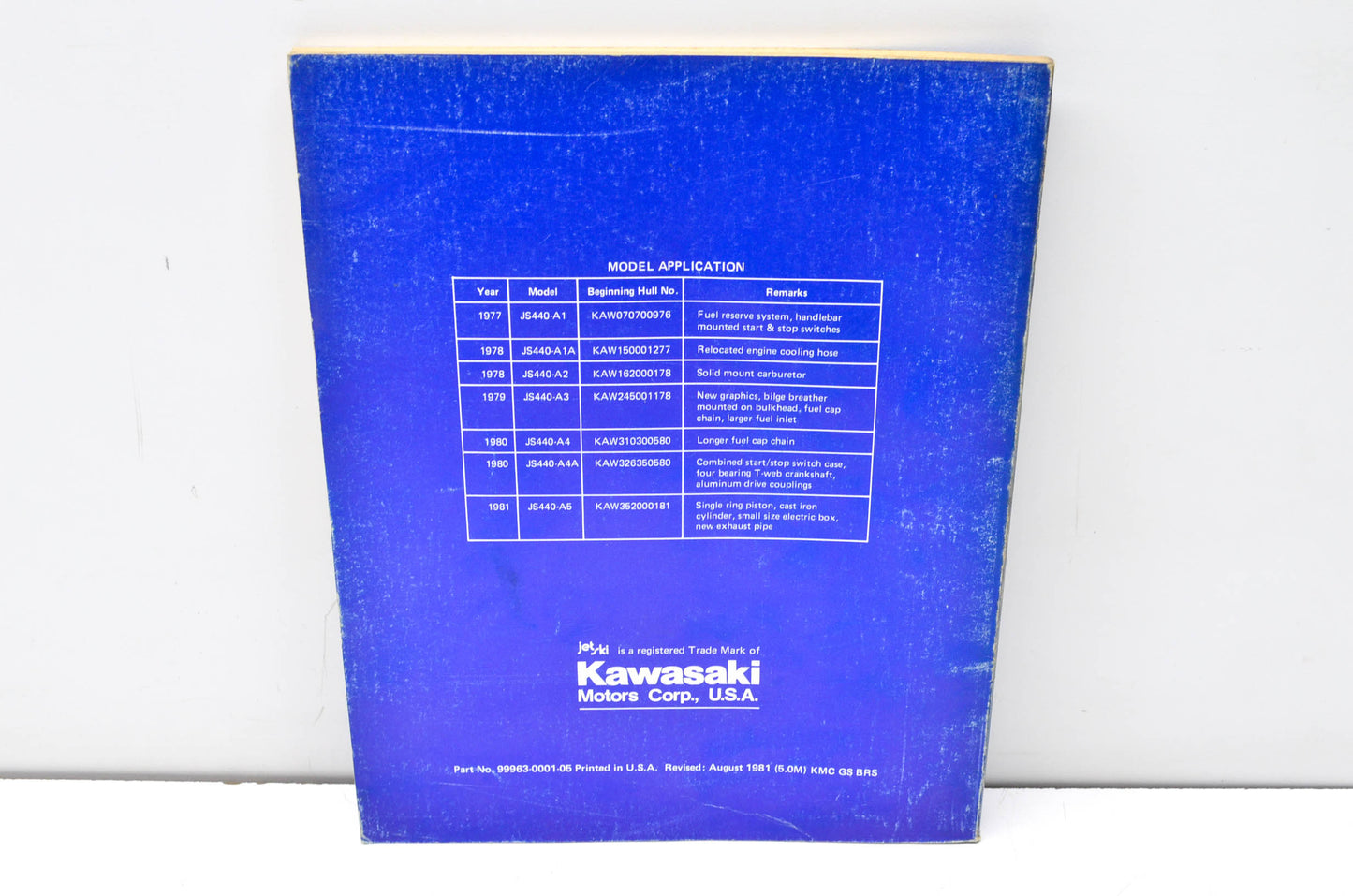 OEM Kawasaki 99963-0001-05 Service Manual JS440A1-6