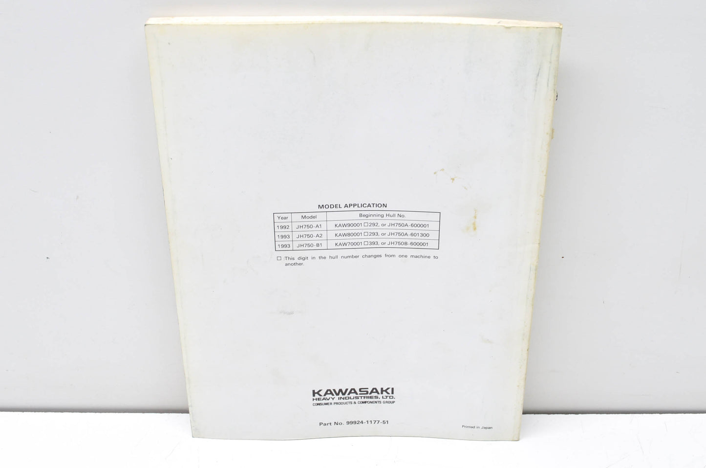 OEM Kawasaki 99924-1177-51 Service Manual Supplement JH750ABEF
