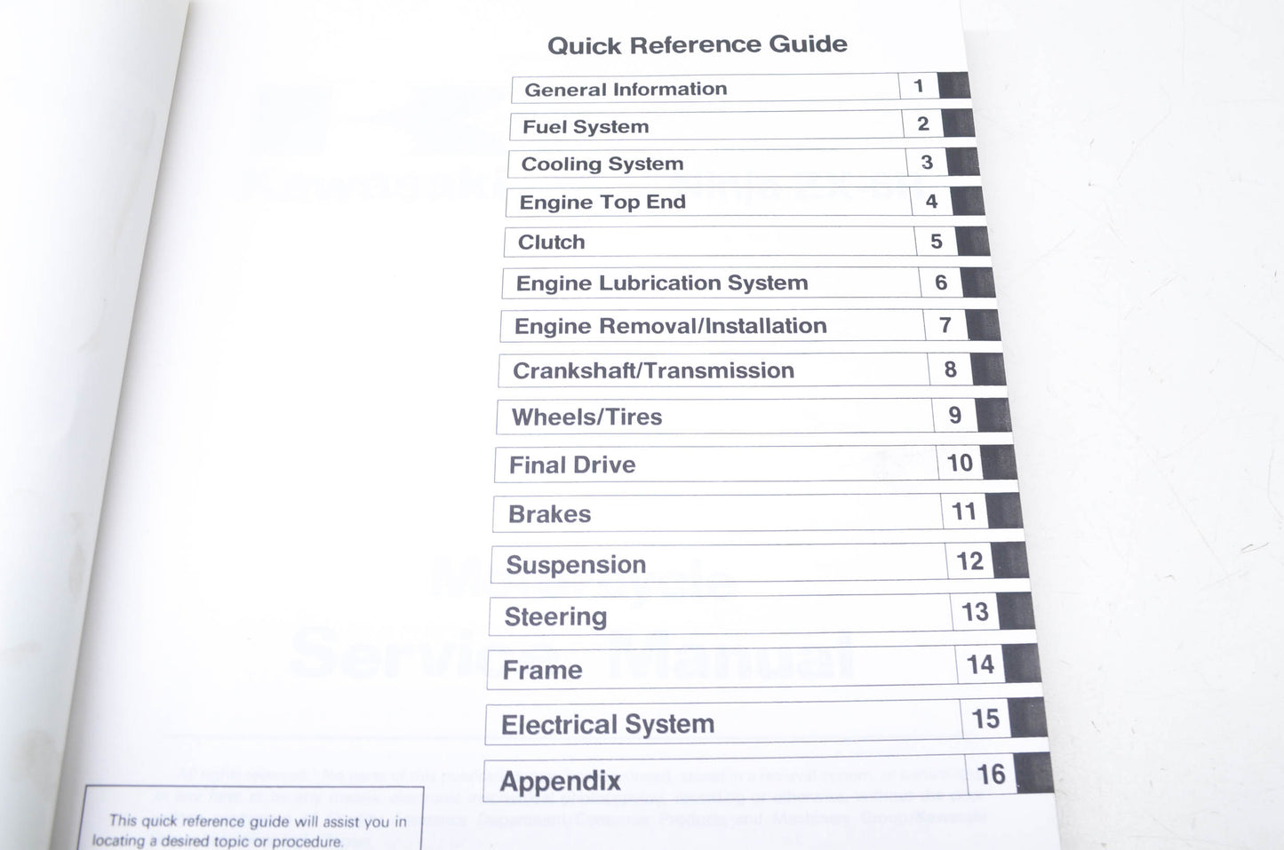 OEM Kawasaki 99924-1226-02 Service Manual ZX600G