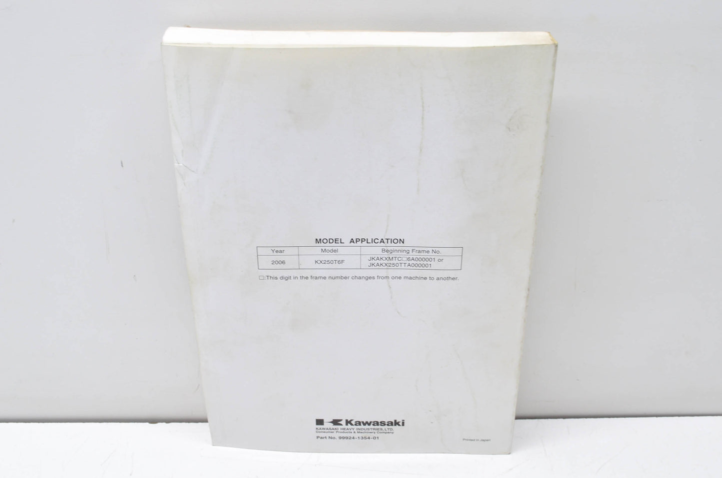 OEM Kawasaki 99924-1354-01 Service Manual KX250T