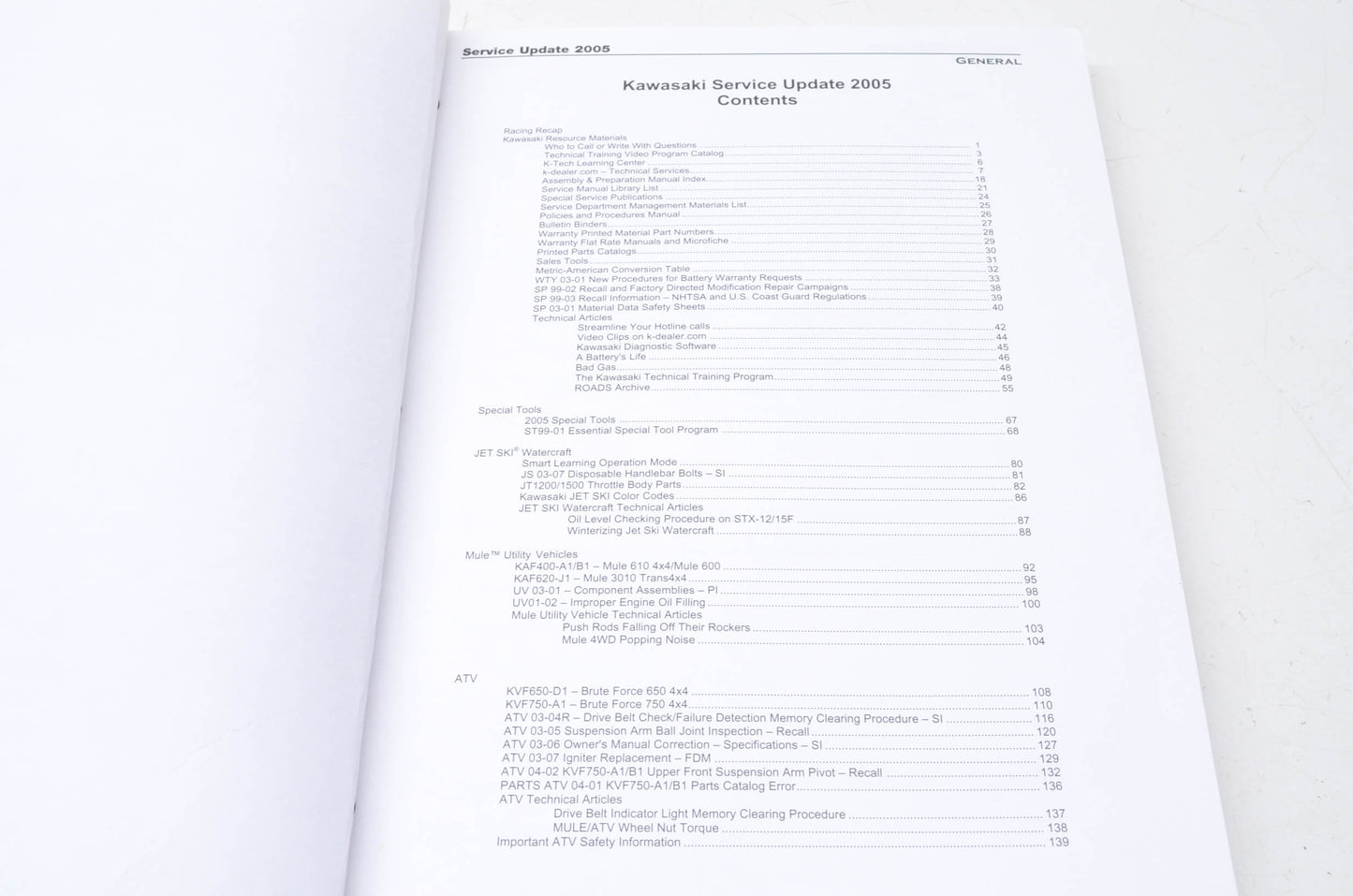 OEM Kawasaki K-Tech Training Service Update 2005