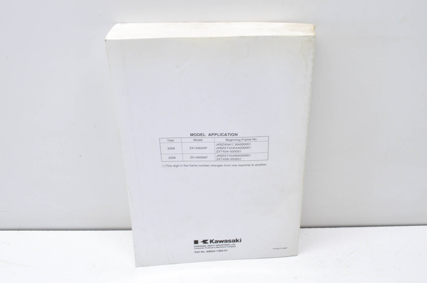 OEM Kawasaki 99924-1362-01 Service Manual ZX1400A/B NOS