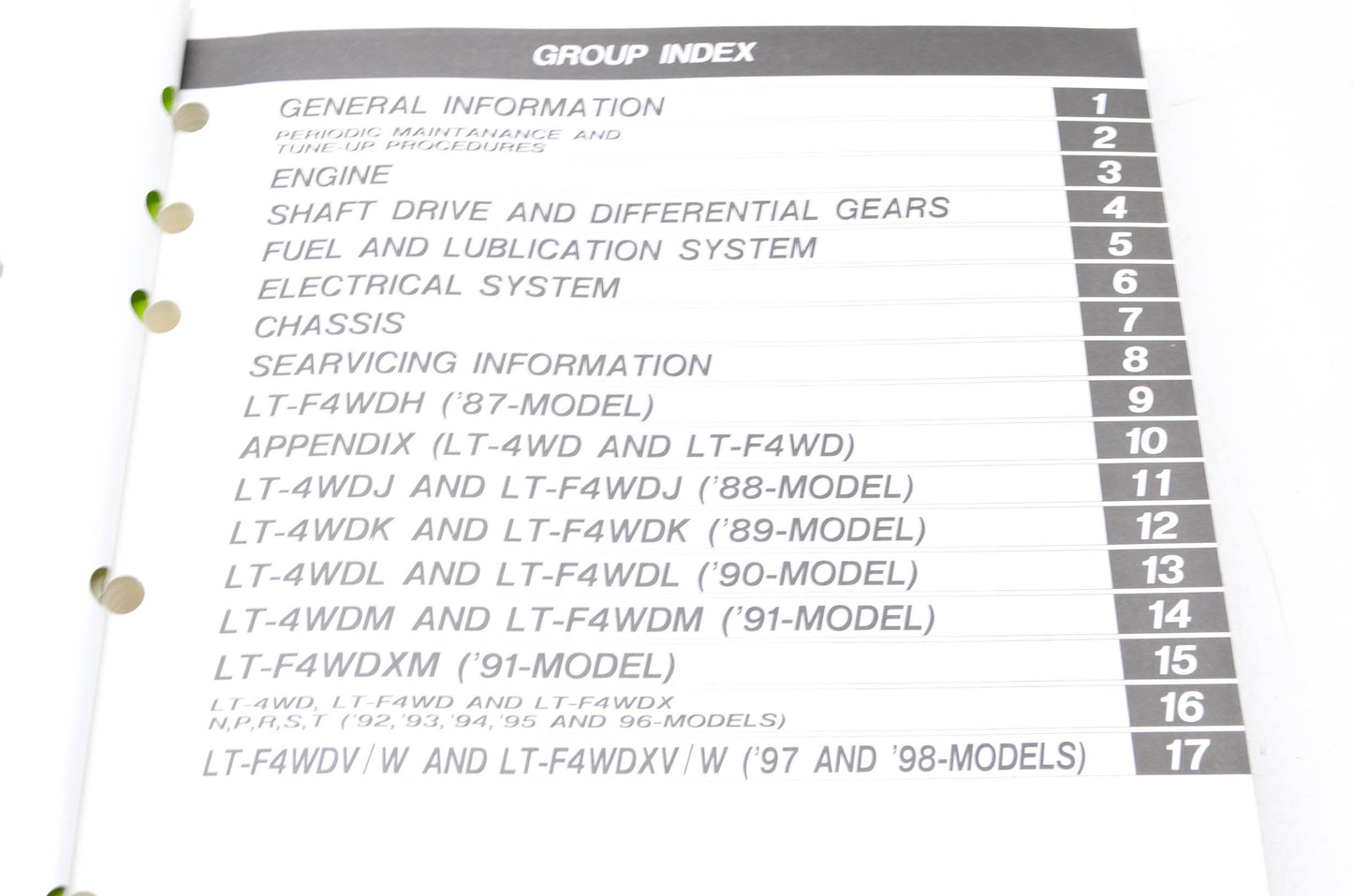 OEM Suzuki 99500-42059-01E Service Manual LT-4WD 1987-98