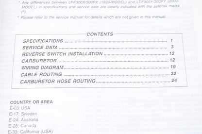 OEM Suzuki 99501-42190-01E LTF300/300F Supplementary Service Manual