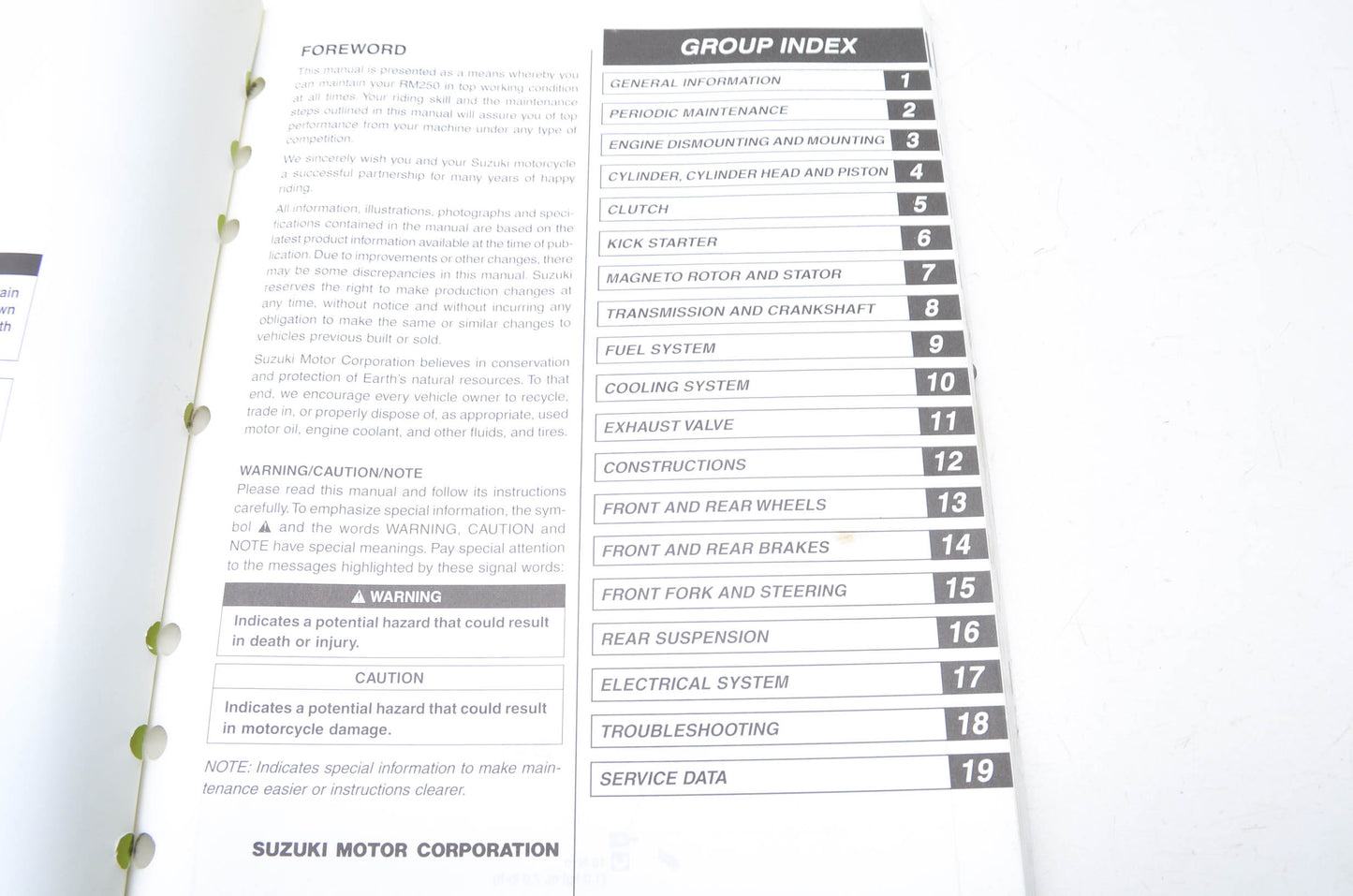 OEM Suzuki 99011-37F52-03A Owner's & Service Manual RM250K3 20