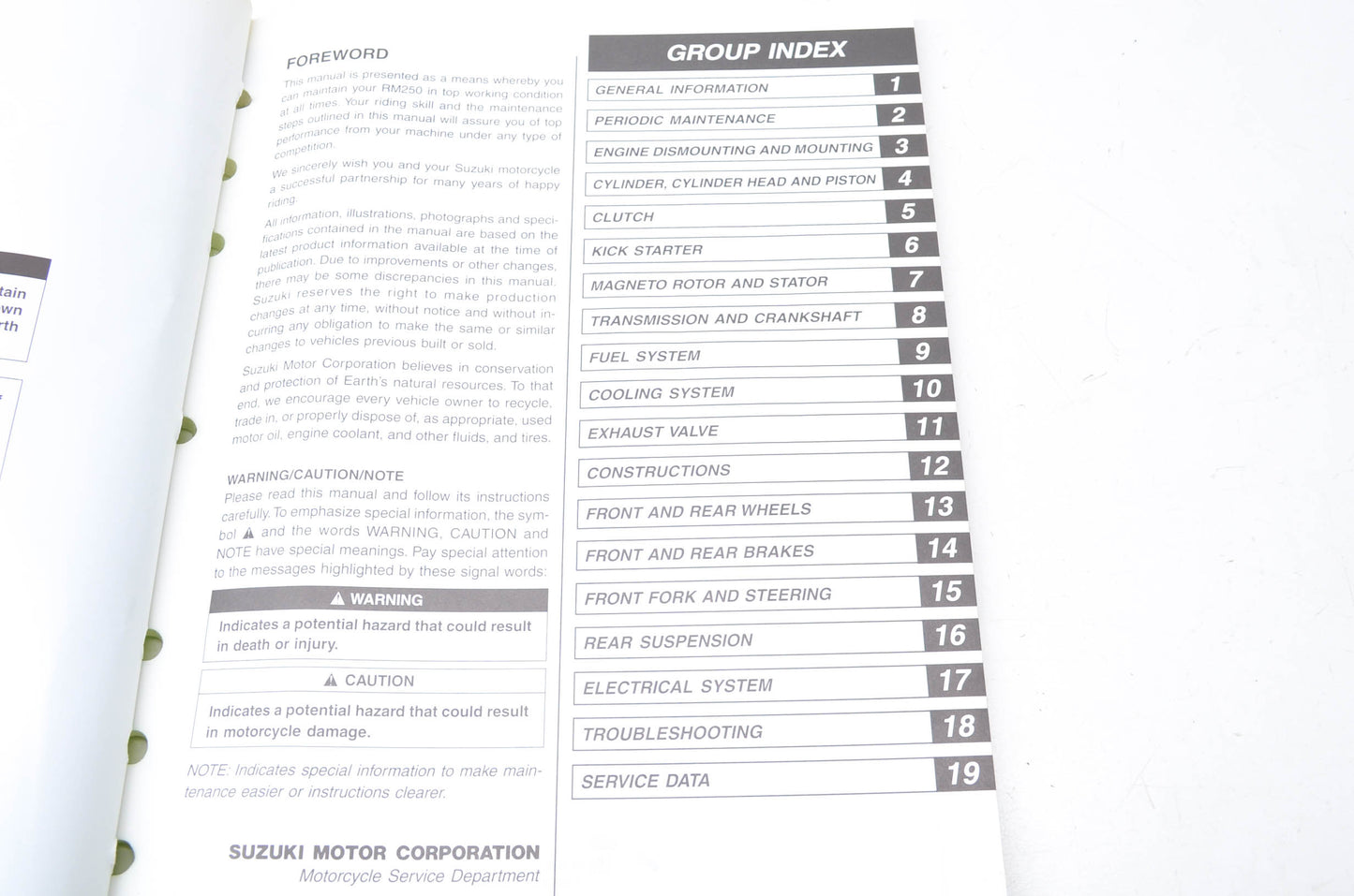 OEM Suzuki 99011-37F50-03A Owner's & Service Manual RM250K1 20