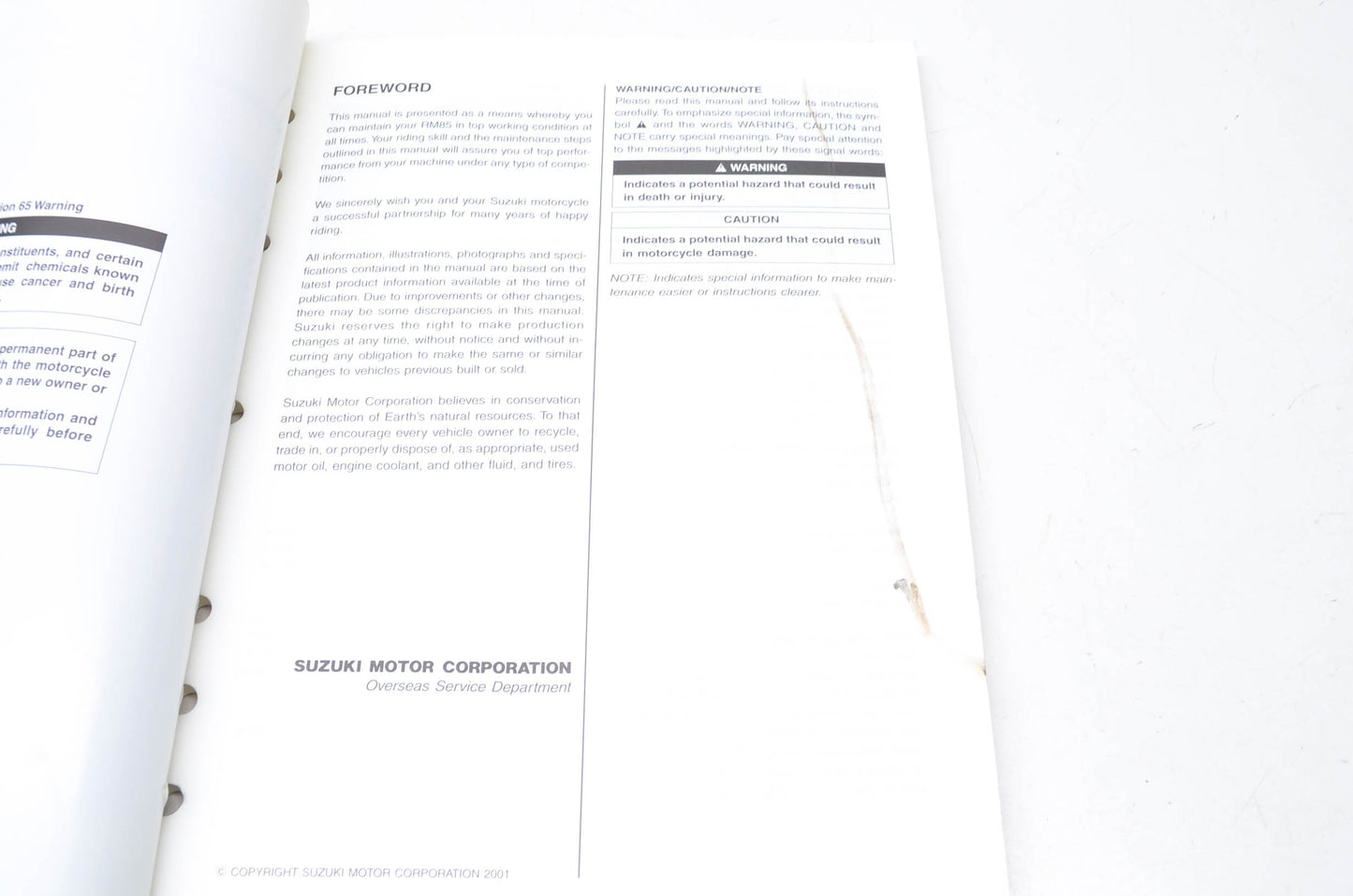 OEM Suzuki 99011-02B77-03A Owner's & Service Manual RM85K2 200