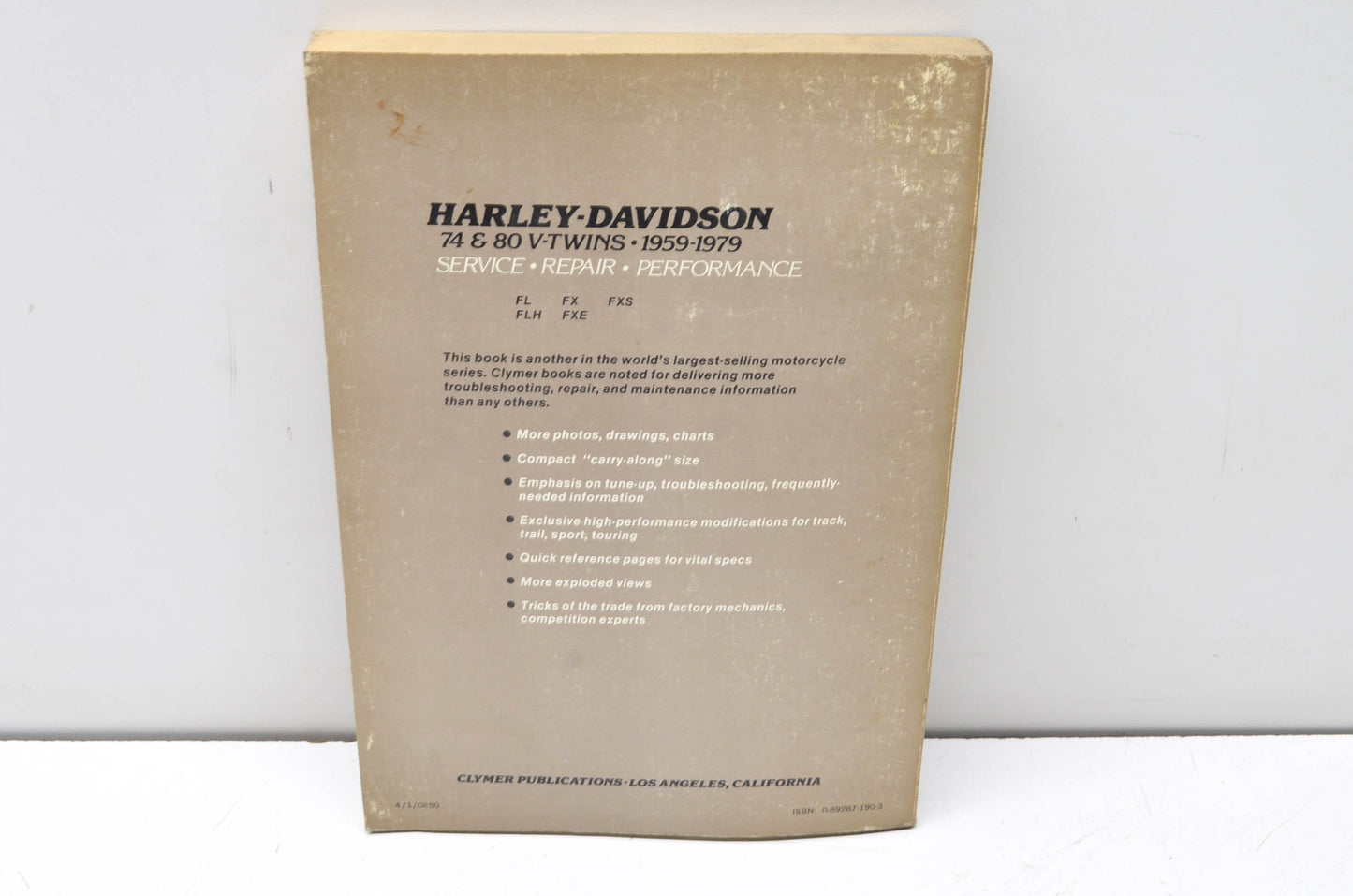 Clymer Harley-Davidson 74 & 80 V-TWINS 1959-1979 Service Repair Performance Manu