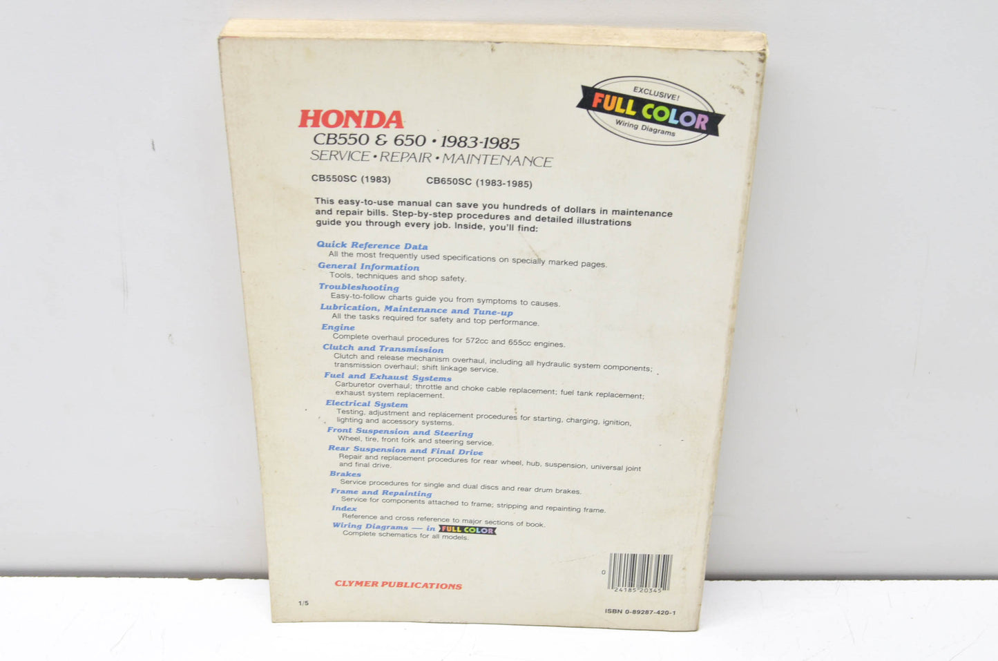 Clymer Honda CB550 & 650 1983-1985 Service Repair Maintenance Manual