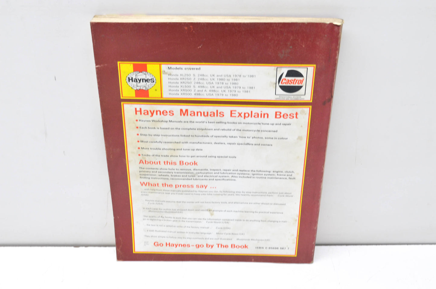 Haynes Honda XL/XR 250-500 248cc-498cc 1978-1981 Owner's Workshop Manual