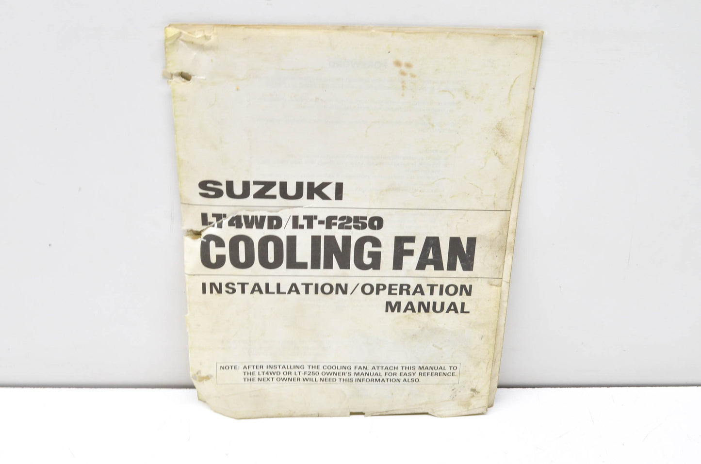OEM Suzuki 99000-69290 LT-4WD/LT-F250 Cooling Fan Installation/ Operation Manual
