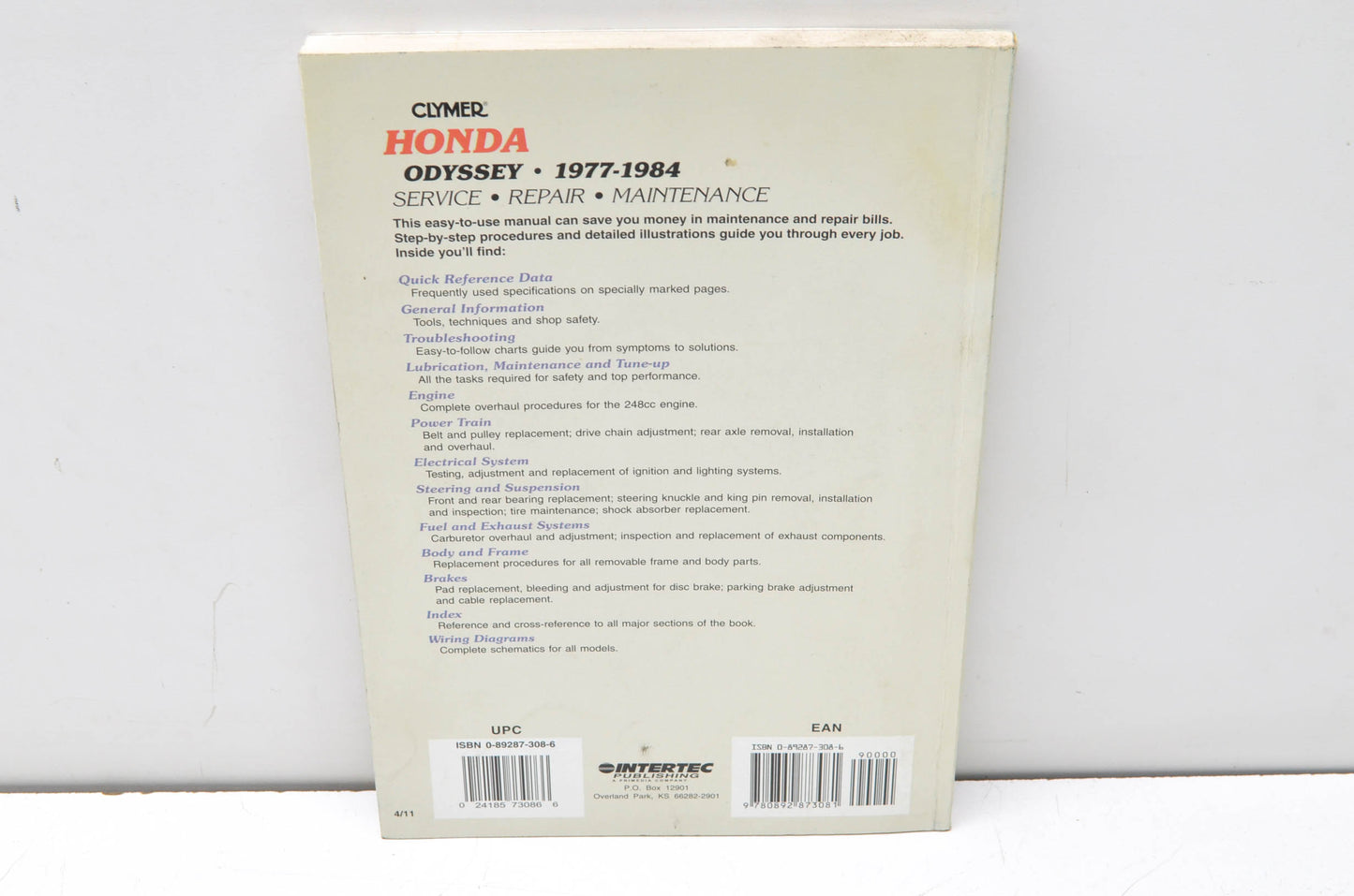 Clymer Honda Odyssey 1977-1984 Service Repair Maintenance Manual