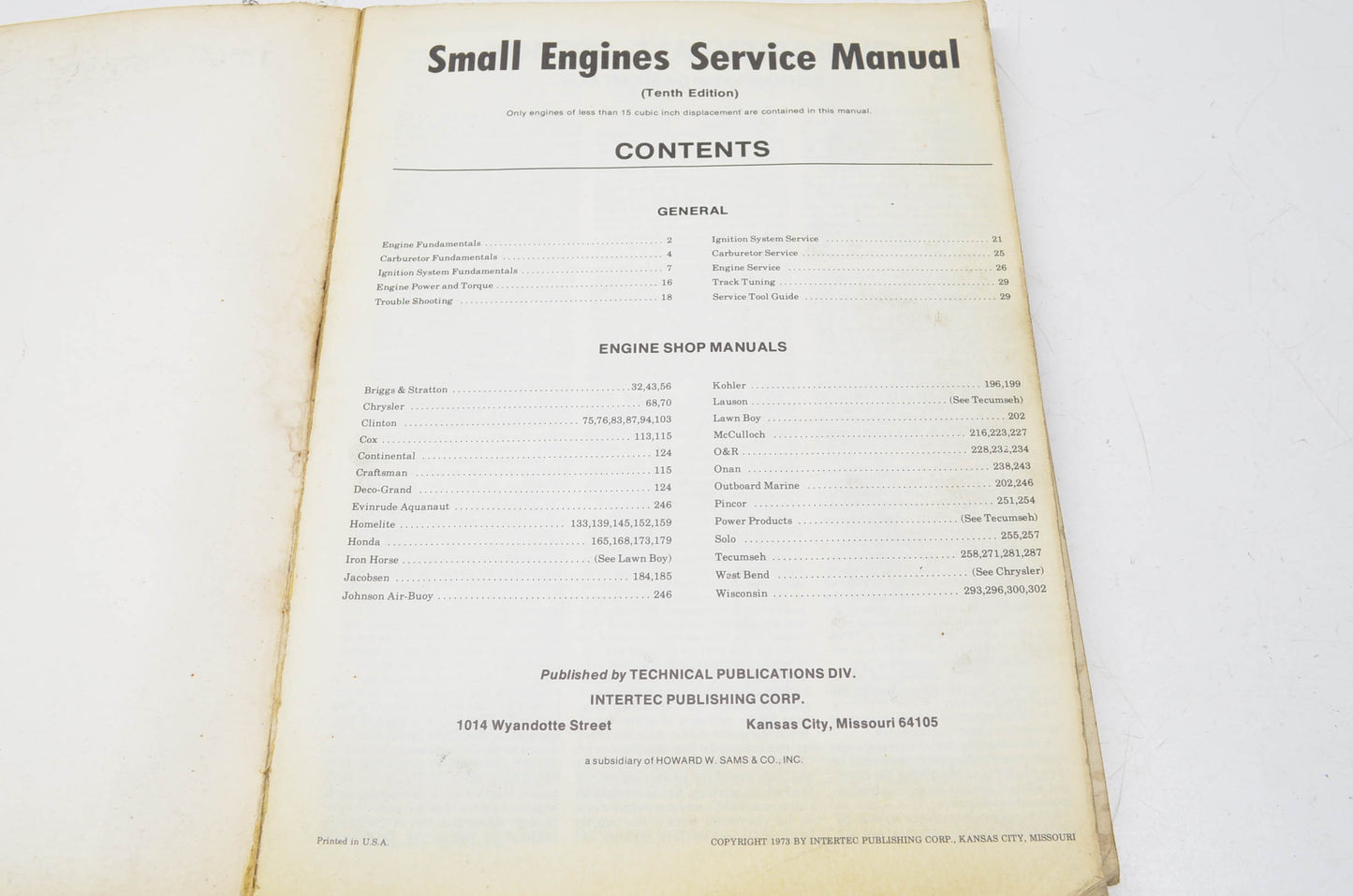 Intertec 20988 Small Engines Service Manual 10th Edition