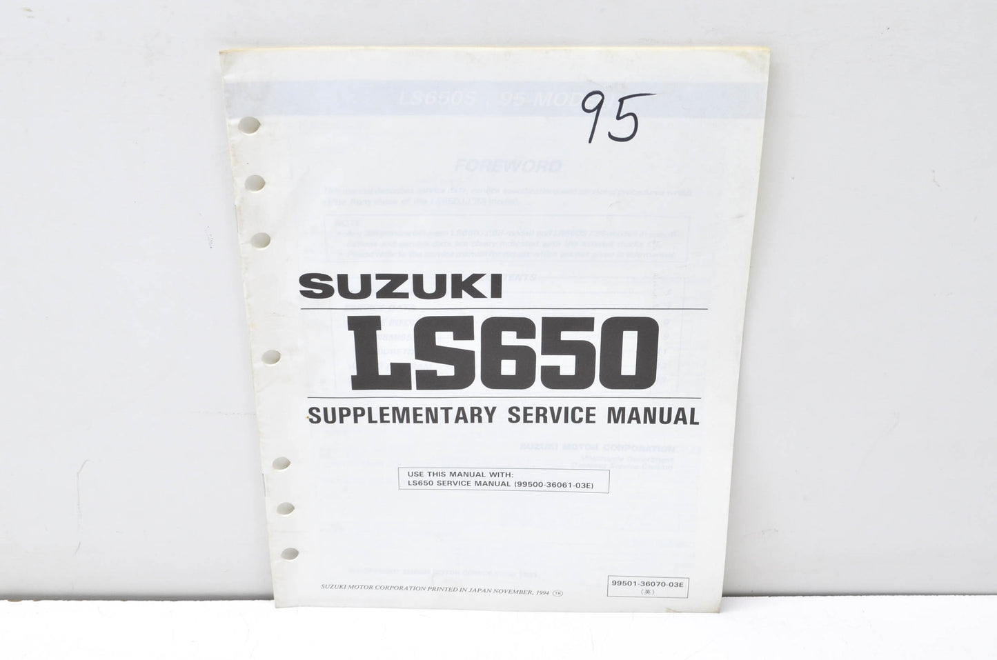 OEM Suzuki 99501-36070-03E LS650 Supplementary Service Manual