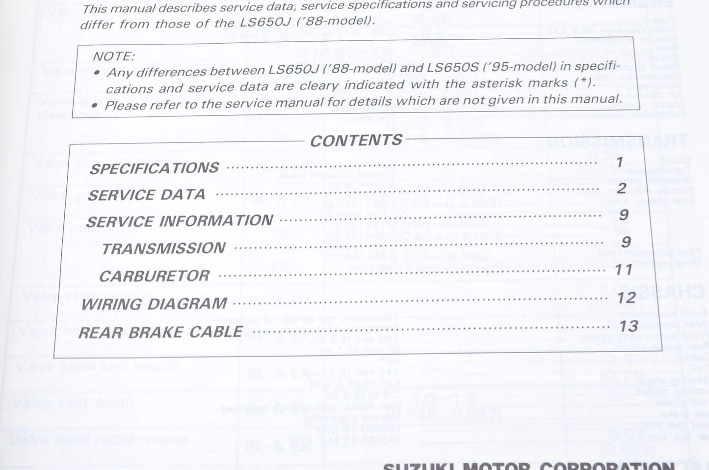 OEM Suzuki 99501-36070-03E LS650 Supplementary Service Manual