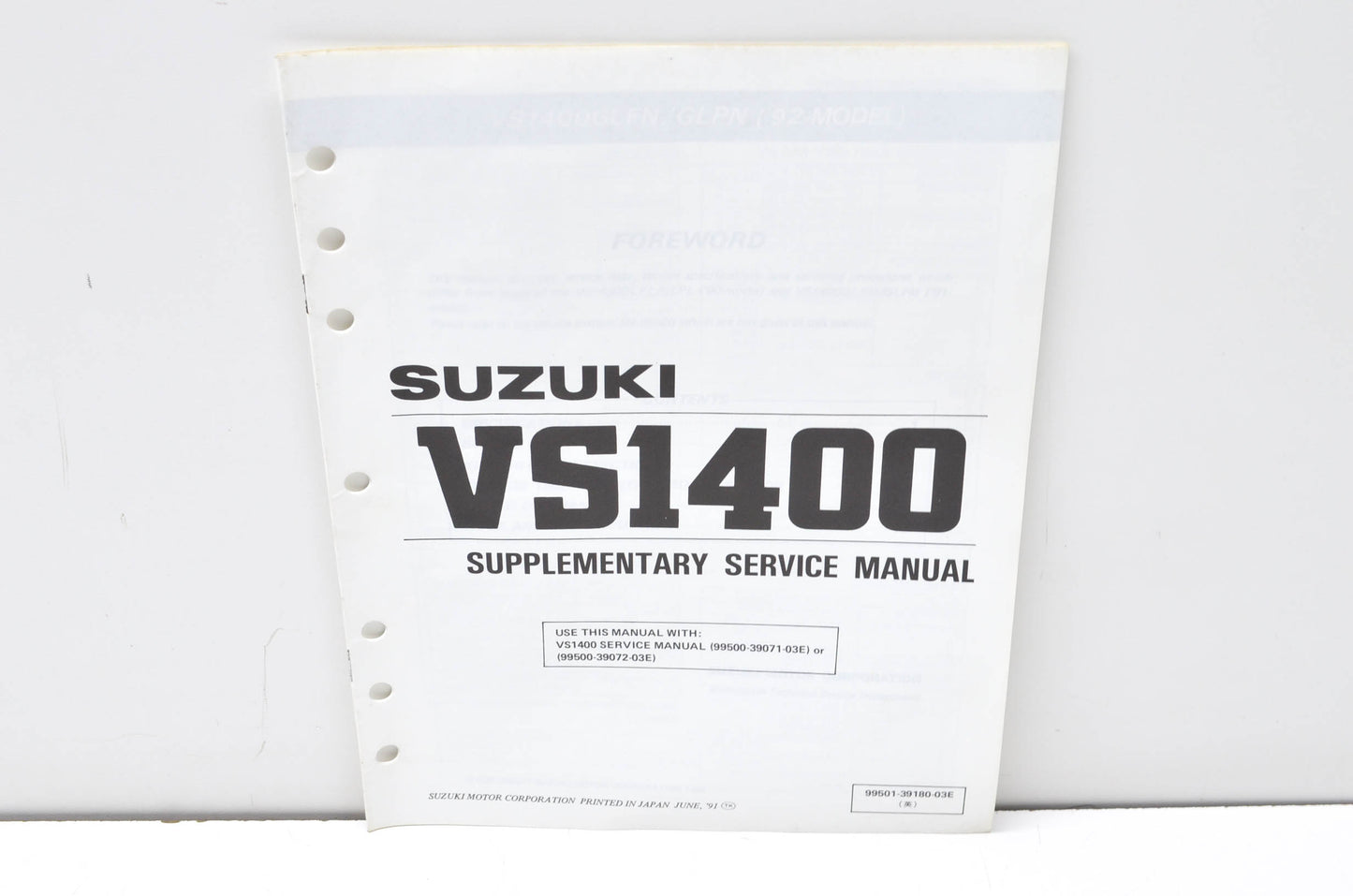 OEM Suzuki 99501-39180-03E VS1400 Supplementary Service Manual NOS