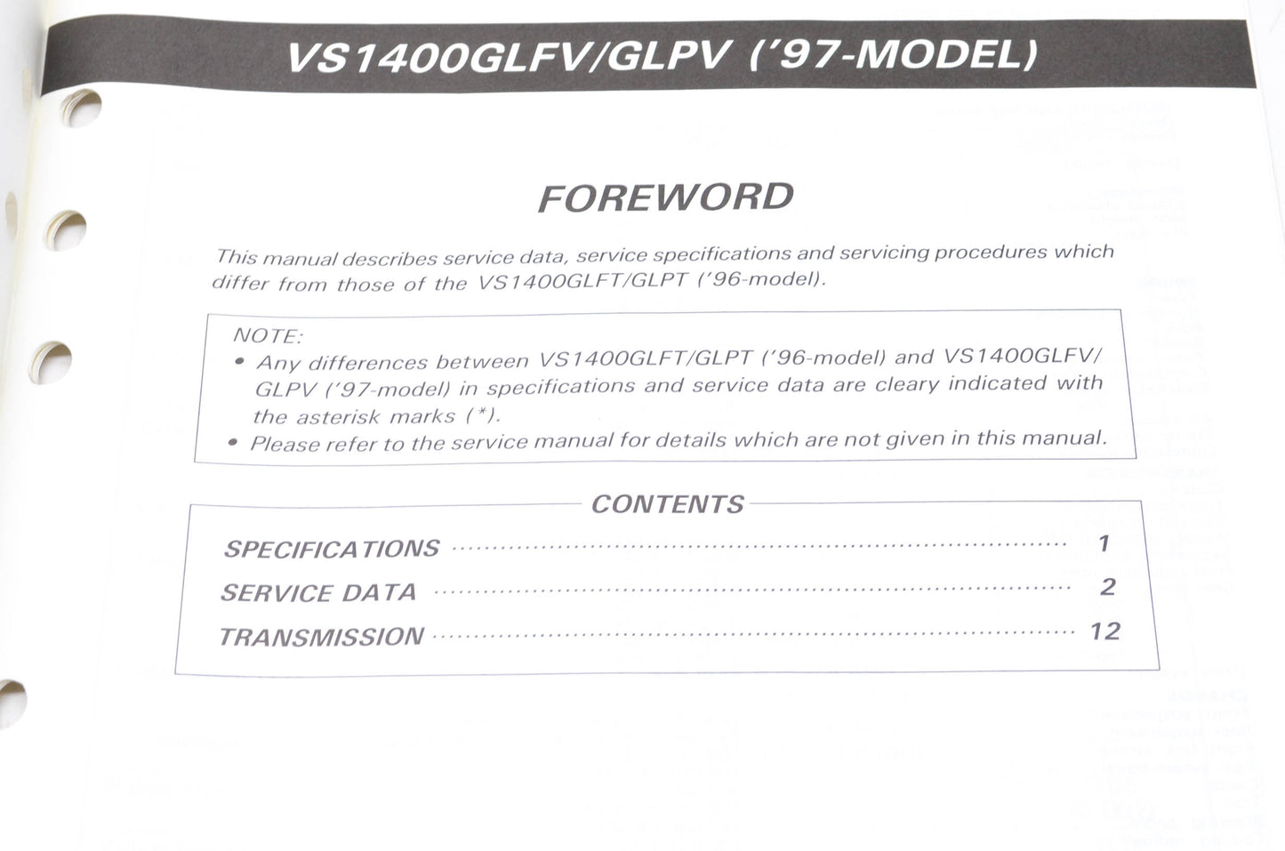 OEM Suzuki 99501-39250-03E VS1400 Supplementary Service Manual