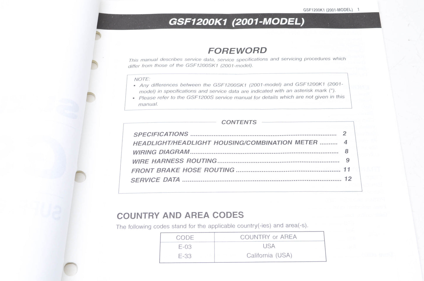 OEM Suzuki 99501-39320-03E GSF1200 Supplementary Service Manual
