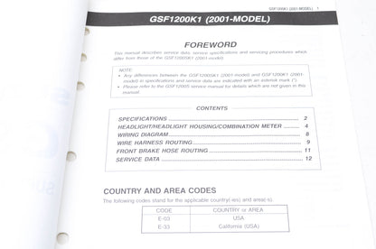 OEM Suzuki 99501-39320-03E GSF1200 Supplementary Service Manual
